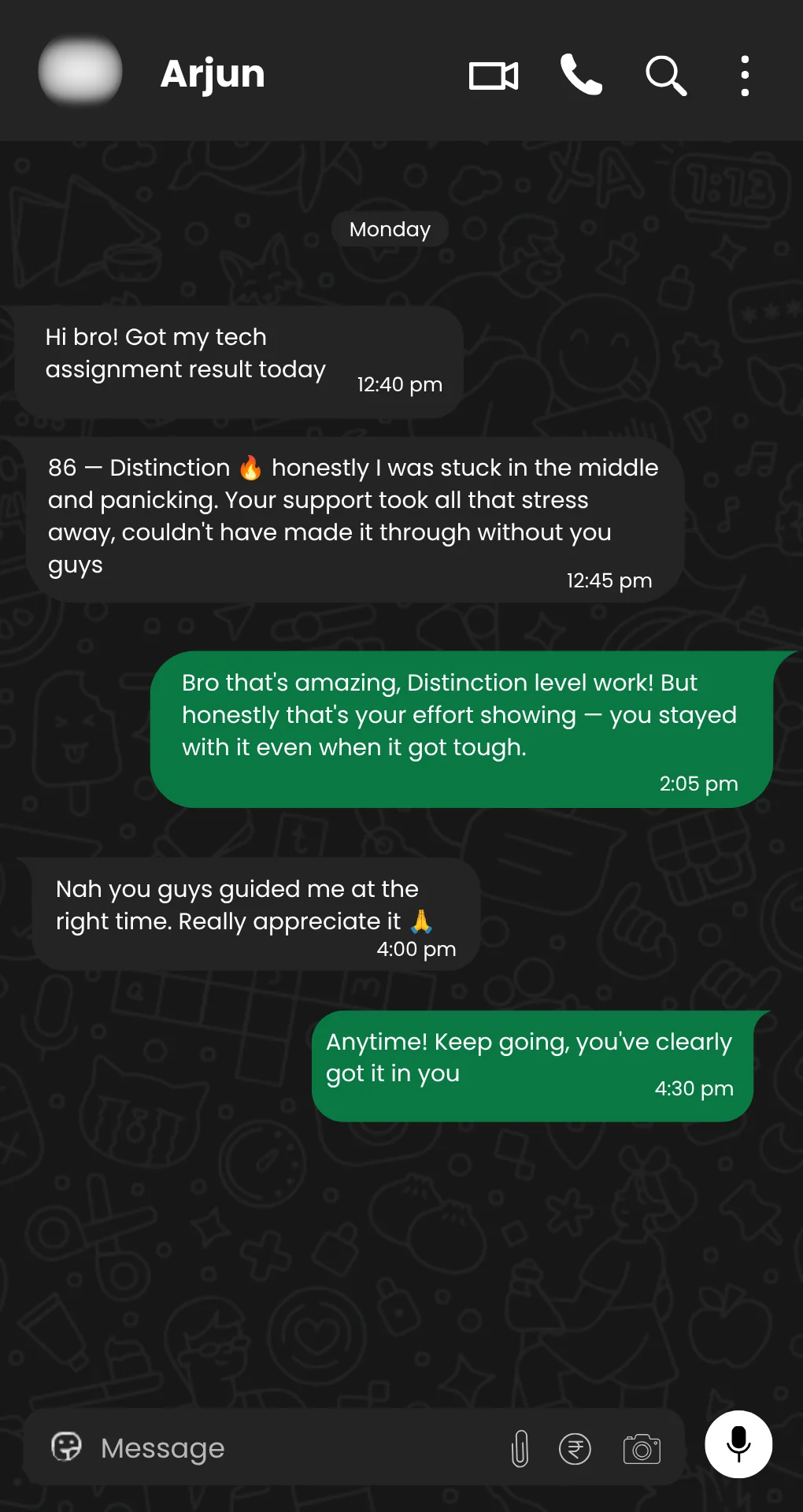 Testimonial chat